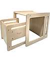 Family Nation OUTLET - Set Tavolo+Sedia Montessori Evolutivi - Natural - Legno di Betulla - Cresce Con Il Tuo Bambino Tavoli
