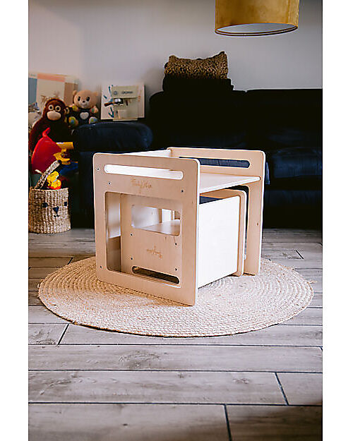 Family Nation OUTLET - Set Tavolo+Sedia Montessori Evolutivi - Natural - Legno di Betulla - Cresce Con Il Tuo Bambino Tavoli