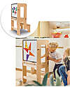 Family Nation OUTLET Torre Montessori 3 in 1 - Natural - Lavagna Magnetica e Convertibile in Tavolo+Sedia Giochi Montessoriani