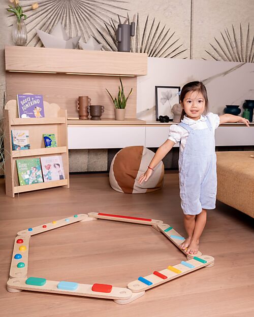 Family Nation Percorso Sensoriale di Equilibrio Montessori - Sviluppo Psicomotorio - 2+ anni - in Legno Giochi Montessoriani