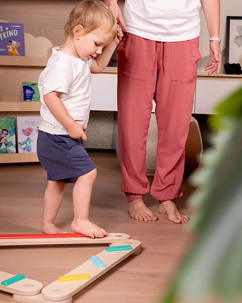 Family Nation Percorso Sensoriale di Equilibrio Montessori - Sviluppo Psicomotorio - 2+ anni - in Legno Giochi Montessoriani