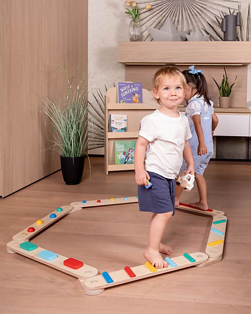 Family Nation Percorso Sensoriale di Equilibrio Montessori - Sviluppo Psicomotorio - 2+ anni - in Legno Giochi Montessoriani