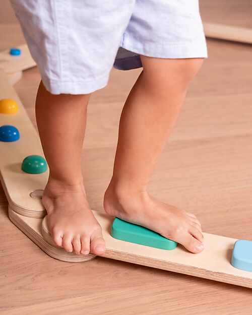 Family Nation Percorso Sensoriale di Equilibrio Montessori - Sviluppo Psicomotorio - 2+ anni - in Legno Giochi Montessoriani