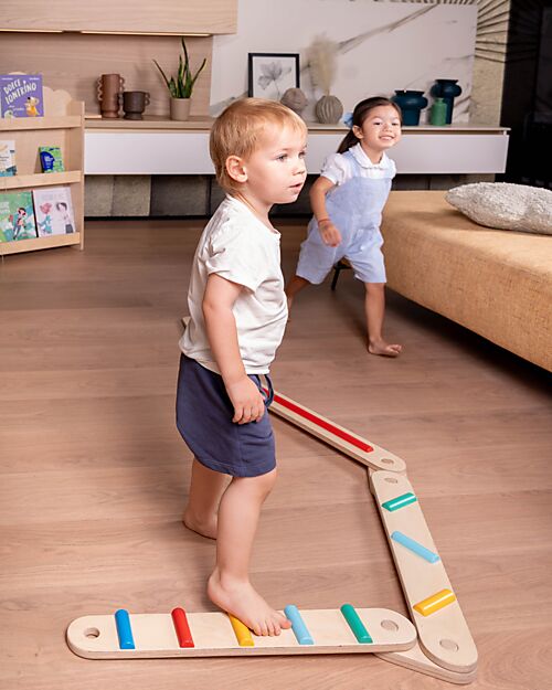 Family Nation Percorso Sensoriale di Equilibrio Montessori - Sviluppo Psicomotorio - 2+ anni - in Legno Giochi Montessoriani