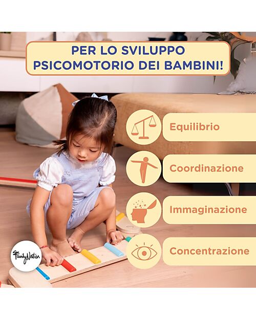 Family Nation Percorso Sensoriale di Equilibrio Montessori - Sviluppo Psicomotorio - 2+ anni - in Legno Giochi Montessoriani