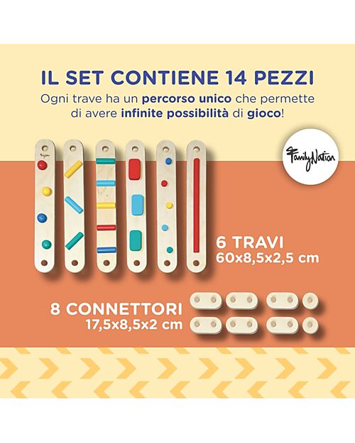 Family Nation Percorso Sensoriale di Equilibrio Montessori - Sviluppo Psicomotorio - 2+ anni - in Legno Giochi Montessoriani