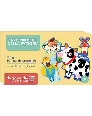Family Nation Puzzle Magnetico della Fattoria MagneKids™ - 17 Figure e 30 Pezzi da Accoppiare - Impara le Parole Giocando Giochi Magnetici