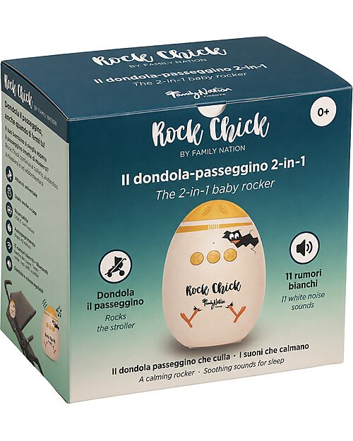 Family Nation Rock Chick™ Dondola Passeggino Automatico - 11 Suoni Calmanti e Bluetooth - Ricaricabile USB-C - 0+ Accessori Vari