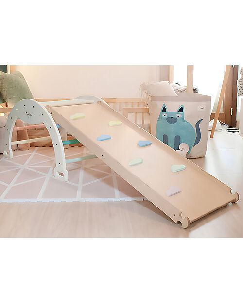 Family Nation Scivolo/Rampa Montessori 2-in-1 - Legno di Betulla - Sviluppa Equilibrio e Agilità Giochi Montessoriani