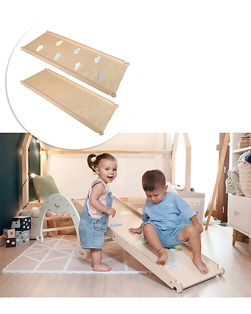 Family Nation Scivolo/Rampa Montessori 2-in-1 - Legno di Betulla - Sviluppa Equilibrio e Agilità Giochi Montessoriani