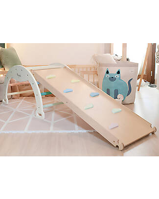 Family Nation Scivolo/Rampa Montessori Rainbow 2-in-1 - Legno di Betulla - Sviluppa Equilibrio e Agilità Giochi Montessoriani