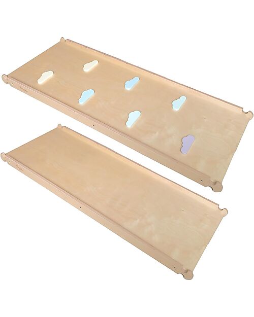 Family Nation Scivolo/Rampa Montessori Rainbow 2-in-1 - Legno di Betulla - Sviluppa Equilibrio e Agilità Giochi Montessoriani