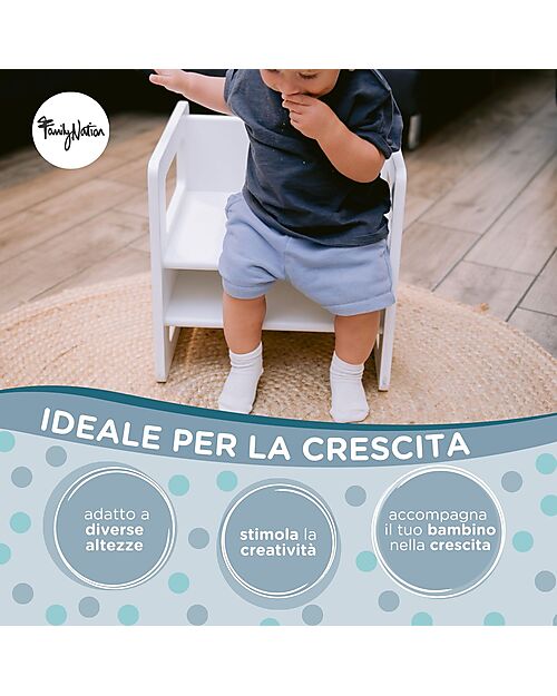 Family Nation Sedia Montessori Evolutiva - Bianco - Cresce Con Il Tuo Bambino  Sedie