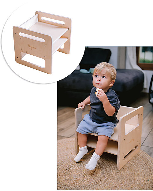 Family Nation Sedia Montessori Evolutiva - Natural - Legno di Betulla - Cresce Con Il Tuo Bambino Sedie