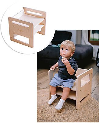 Family Nation Sedia Montessori Evolutiva - Natural - Legno di Betulla - Cresce Con Il Tuo Bambino Sedie
