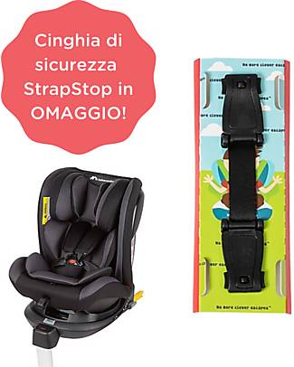 Family Nation Seggiolino Auto Girevole EvolveFix Grigio + Cinghia di Sicurezza StrapStop in Omaggio! Seggiolini Auto Gruppo 1/2/3