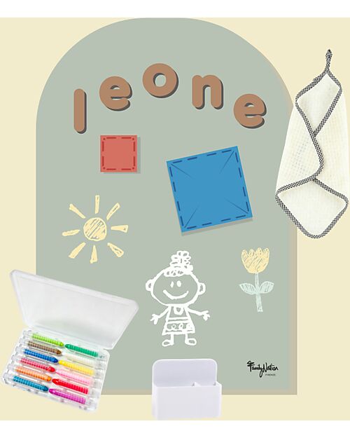 Family Nation Set 12 Gessetti Senza Polvere con Panno e Porta-Gessetti Magnetica MagneKids™ - Gessi Lavabili e non Tossici Giochi Magnetici