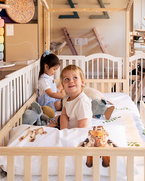 Family Nation Set 3: Letto Montessori Evolutivo Evi 200x90cm + Letto/Cassetto + Materasso 14 cm Antiacaro Letti Montessoriani