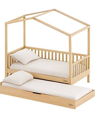 Family Nation Set 4: Letto Montessori Evolutivo Evi 200x90cm + Letto/Cassetto + Materasso 12 cm Aloe Vera per Letto + Materasso 11 cm Aloe Vera per Cassetto Letti Montessoriani