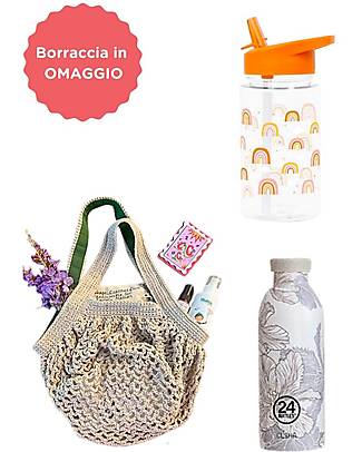 Family Nation Set A Spasso Insieme - Borsa Crochet + Borraccia Mamma + Borraccia Bimbo in omaggio! Borse Shopper