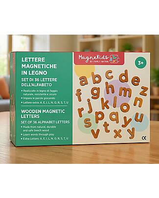 Family Nation Set di 36 Lettere Magnetiche MagneKids™ - Legno - Gioco di Apprendimento per Bambini Giochi Magnetici