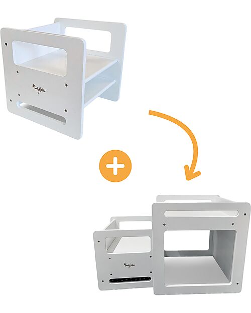 Family Nation Set Tavolo + 2 Sedie Montessori Evolutivi - Bianco - Cresce Con Il Tuo Bambino Tavoli