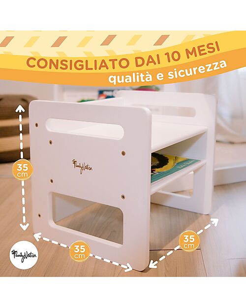 Family Nation Set Tavolo + 2 Sedie Montessori Evolutivi - Bianco - Cresce Con Il Tuo Bambino Tavoli
