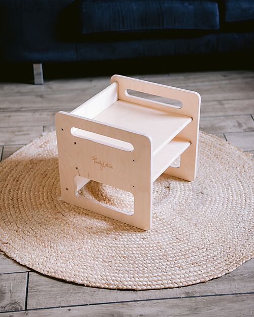 Family Nation Set Tavolo + 2 Sedie Montessori Evolutivi - Natural - Legno di Betulla - Cresce Con Il Tuo Bambino Tavoli