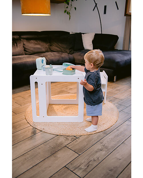 Family Nation Set Tavolo+Sedia Montessori Evolutivi - Bianco - Cresce Con Il Tuo Bambino Tavoli