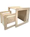 Family Nation Set Tavolo+Sedia Montessori Evolutivi - Natural - Legno di Betulla - Cresce Con Il Tuo Bambino Tavoli