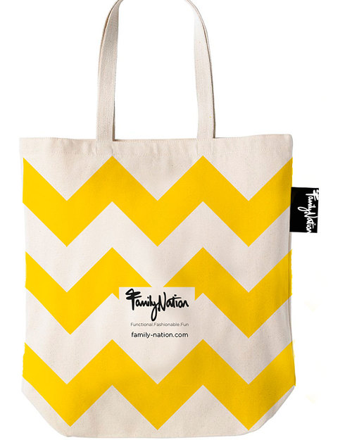 Family Nation Shopper Etico Zig Zag - 100% Cotone Borse Shopper