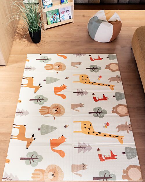 Family Nation Tappeto Gioco Pieghevole Montessori 2 in 1 Reversibile e Morbido - Animal Friends - 180x150cm - dalla Nascita Tappeti Gioco