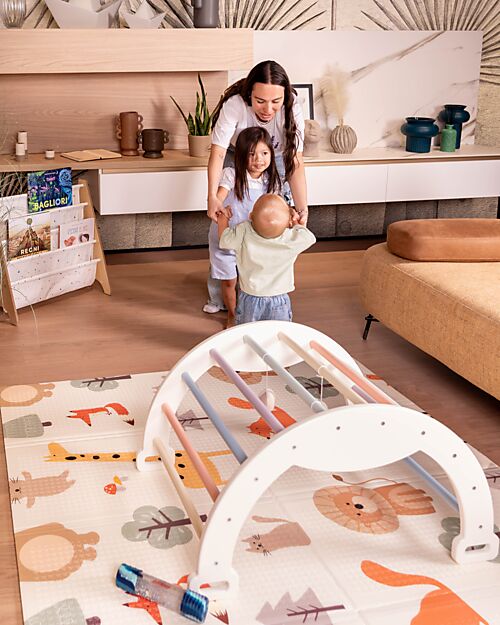 Family Nation Tappeto Gioco Pieghevole Montessori 2 in 1 Reversibile e Morbido - Animal Friends - 180x150cm - dalla Nascita Tappeti Gioco