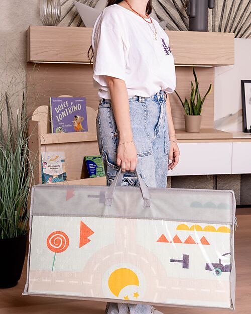 Family Nation Tappeto Gioco Pieghevole Montessori 2 in 1 Reversibile e Morbido - Dino Friends - 180x150cm - dalla Nascita Tappeti Gioco