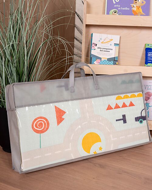 Family Nation Tappeto Gioco Pieghevole Montessori 2 in 1 Reversibile e Morbido - Dino Friends - 180x150cm - dalla Nascita Tappeti Gioco