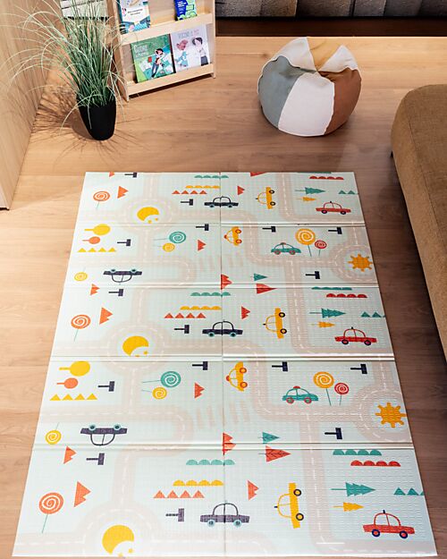 Family Nation Tappeto Gioco Pieghevole Montessori 2 in 1 Reversibile e Morbido - Dino Friends - 180x150cm - dalla Nascita Tappeti Gioco