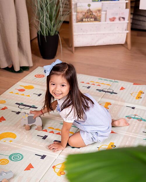 Family Nation Tappeto Gioco Pieghevole Montessori 2 in 1 Reversibile e Morbido - Dino Friends - 180x150cm - dalla Nascita Tappeti Gioco