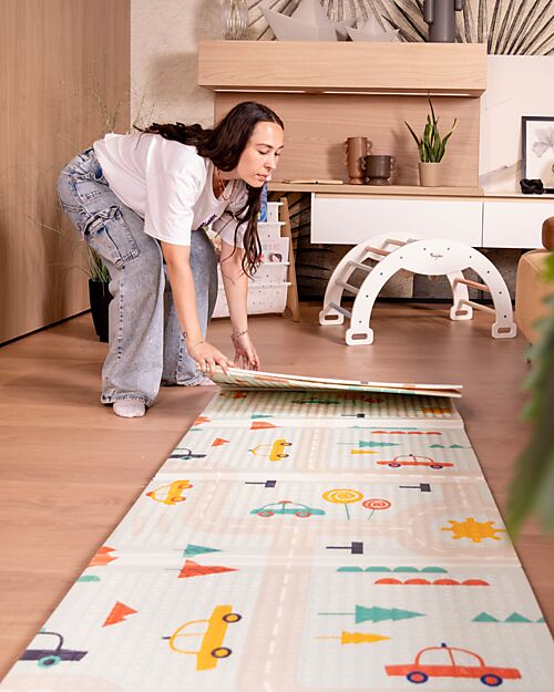 Family Nation Tappeto Gioco Pieghevole Montessori 2 in 1 Reversibile e Morbido - Dino Friends - 180x150cm - dalla Nascita Tappeti Gioco