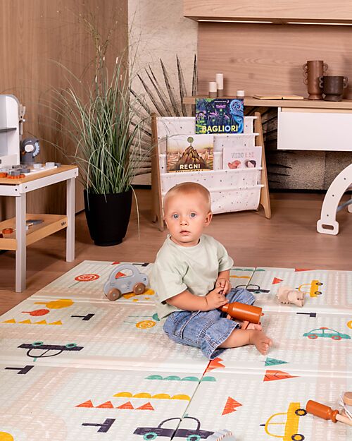 Family Nation Tappeto Gioco Pieghevole Montessori 2 in 1 Reversibile e Morbido - Dino Friends - 180x150cm - dalla Nascita Tappeti Gioco