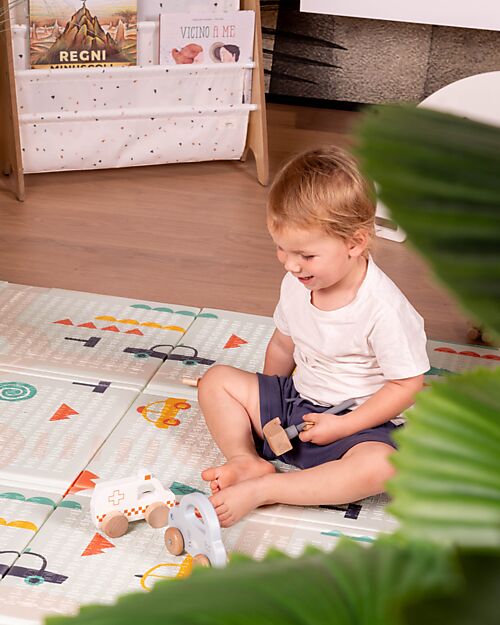Family Nation Tappeto Gioco Pieghevole Montessori 2 in 1 Reversibile e Morbido - Dino Friends - 180x150cm - dalla Nascita Tappeti Gioco