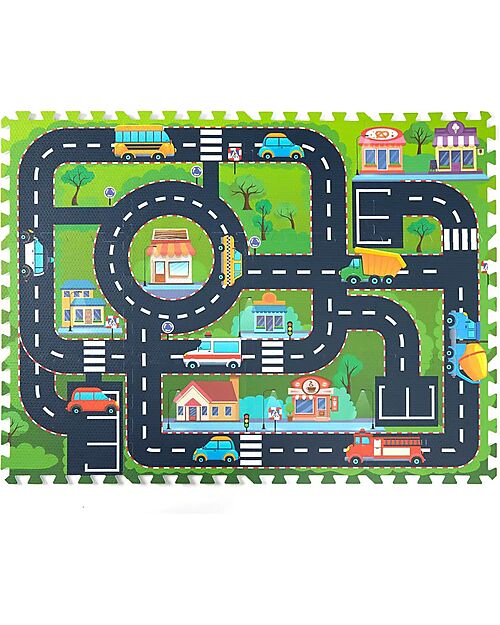 Family Nation Tappeto Gioco Puzzle Montessori - City - 12 Pezzi - Morbido e Sicuro dalla Nascita - 117,5x88,5 cm - dalla Nascita Tappeti Puzzle