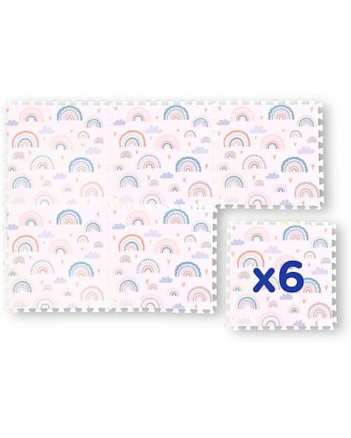 Family Nation Tappeto Gioco Puzzle Montessori - Rainbow - 6 Pezzi - Morbido e Sicuro dalla Nascita - 175x117cm - dalla Nascita Tappeti Puzzle