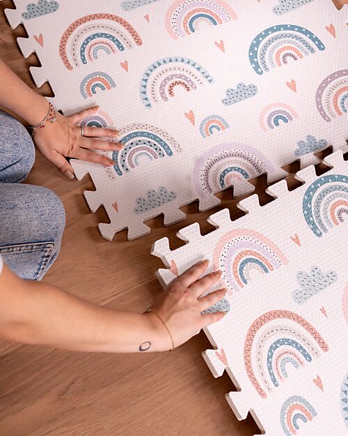 Family Nation Tappeto Gioco Puzzle Montessori - Rainbow - Morbido e Sicuro dalla Nascita - 175x117cm - dalla Nascita Tappeti Puzzle