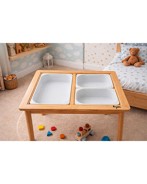 Family Nation Tavolo Sensoriale Montessori Magnetico con 3 Contenitori - 73x53x50 cm - Gioco Educativo per Bambini 3+ Anni Giochi Sensoriali_
