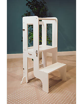 Family Nation Torre Montessori 2 in 1 - Bianco - Convertibile in Tavolo+Sedia Torri Montessoriane_