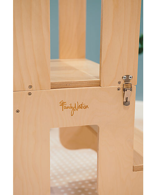 Family Nation Torre Montessori 2 in 1 - Natural - Convertibile in Tavolo+Sedia Torri Montessoriane_