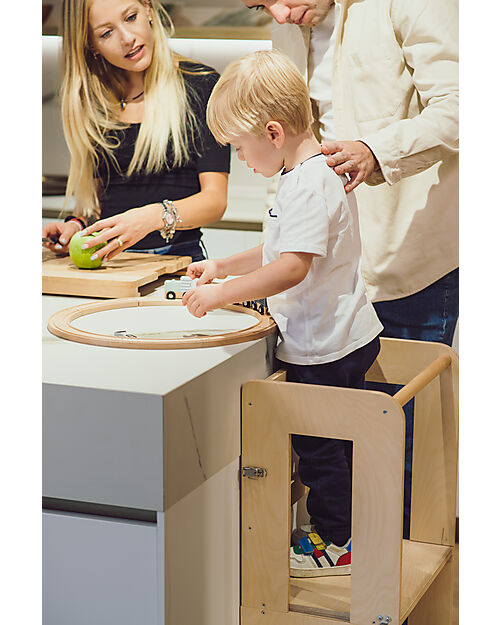 Family Nation Torre Montessori 2 in 1 - Natural - Convertibile in Tavolo+Sedia Torri Montessoriane_