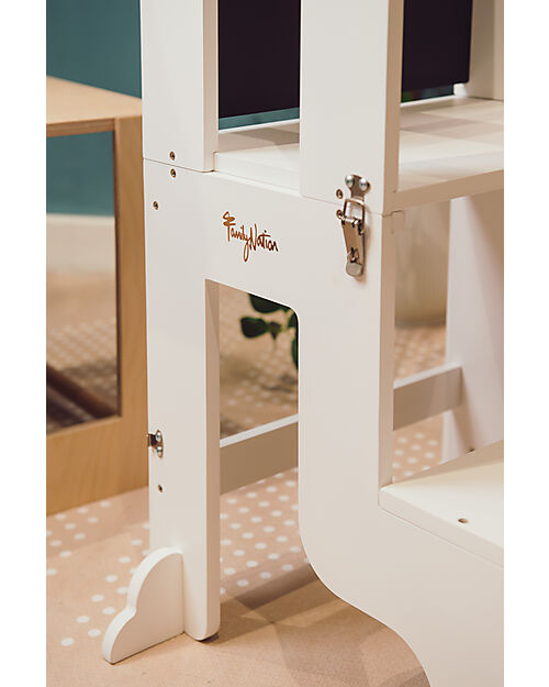 Family Nation Torre Montessori 3 in 1 - Bianco - Lavagna Magnetica e Convertibile in Tavolo+Sedia Torri Montessoriane_