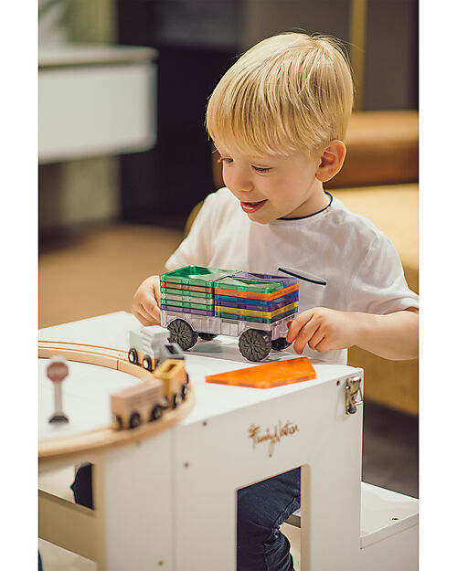 Family Nation Torre Montessori 3 in 1 - Bianco - Lavagna Magnetica e Convertibile in Tavolo+Sedia Torri Montessoriane_