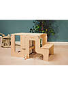 Family Nation Torre Montessori 3 in 1 - Natural - Lavagna Magnetica e Convertibile in Tavolo+Sedia Torri Montessoriane_